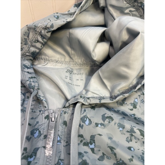 Susan Graver SG Sport Water Resistant Zip Hooded Windbreaker Blue - Picture 2 of 6